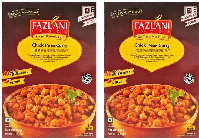 FAZLANI 印度鷹嘴豆 咖喱風味 即食包, 300g, 2盒