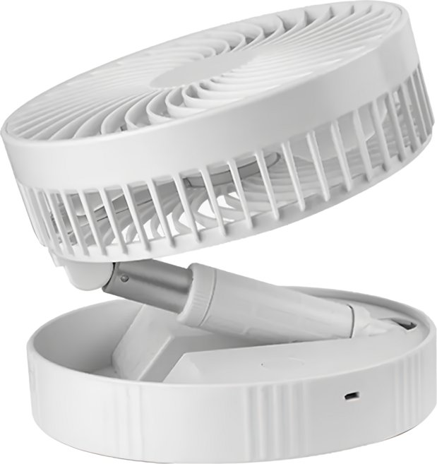 智慧魔力 可伸縮USB充電風扇 7200mAh大電池 四檔調風 靜音設計, 白色