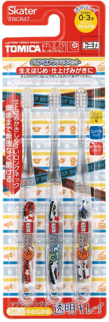 Skater 透明稈牙刷 0~3歲, 1組, TOMICA, 3支