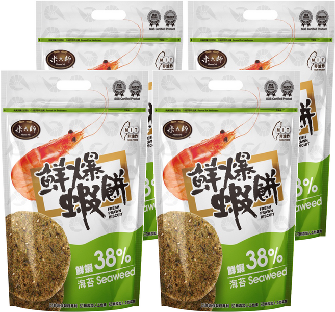 master mi 米大師 鮮爆蝦餅 海苔, 46.8g, 4包
