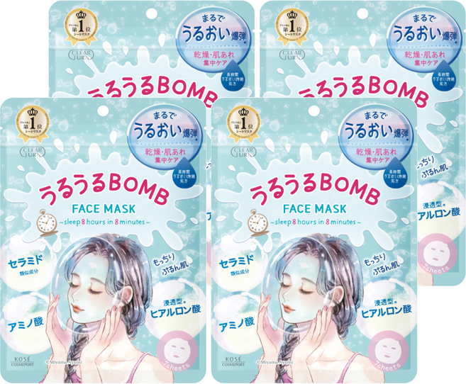 KOSE 高絲 CLEAR TURN 光映透 爆彈保濕療癒面膜 168ml, 7個, 4包