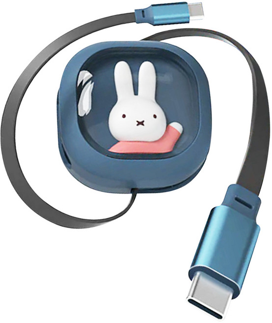 Mipow Miffy Type C-Type C 傳輸線 65W 口袋充電傳輸線, 1.2m, 深藍色, 1條