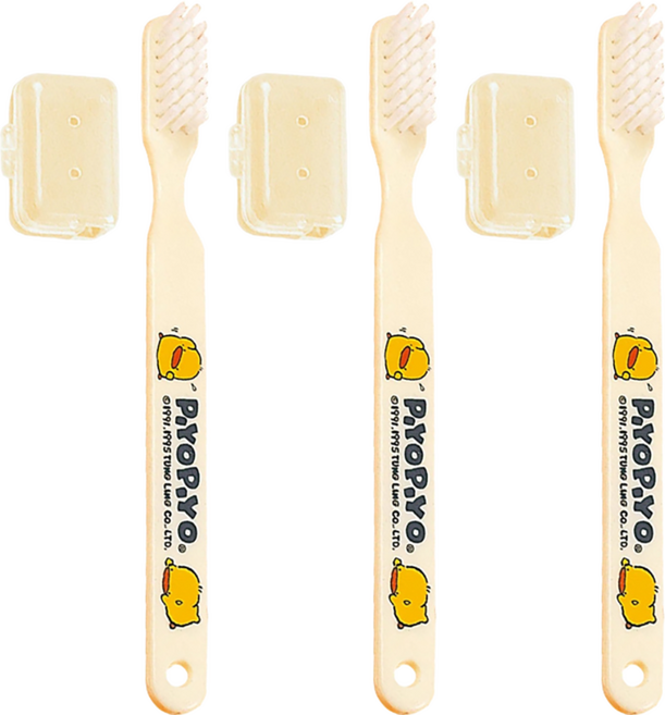 PiYOPiYO 黃色小鴨 攜帶幼童牙刷 1.5歲以上, 黃色, 1入, 3支