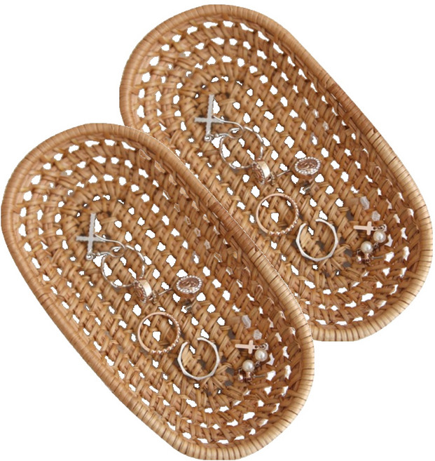 내일의공간 등나무 라탄 트레이 타원형, 2개