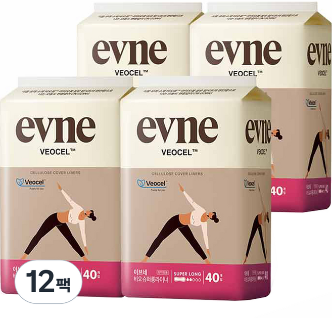 이브네 비오셀 팬티라이너, 슈퍼롱, 40개입, 12개