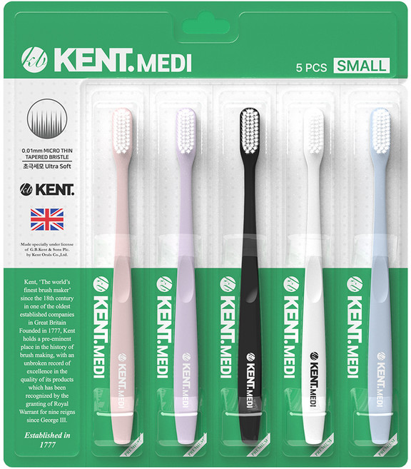 켄트 메디 스몰 헤드 초극세모 칫솔 5종 세트, 1세트