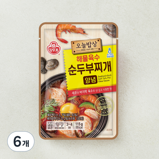 해물육수순두부찌개양념, 115g, 6개