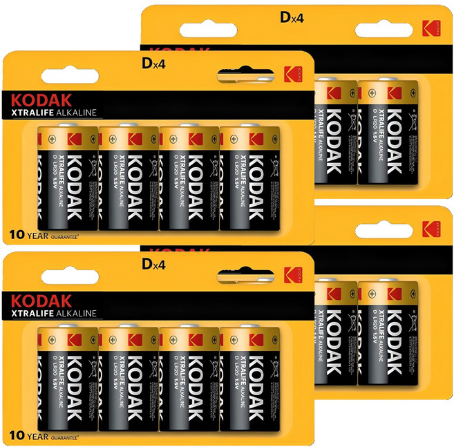 코닥 알카라인 엑스트라라이프 D형 건전지, 4개입, 4개