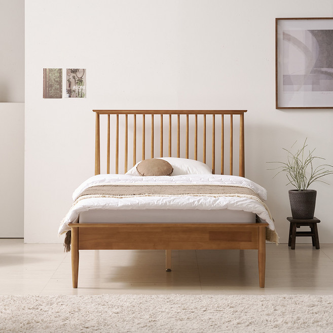 우아미가구 쿠안 원목 침대 프레임 단품 방문설치, 브라운