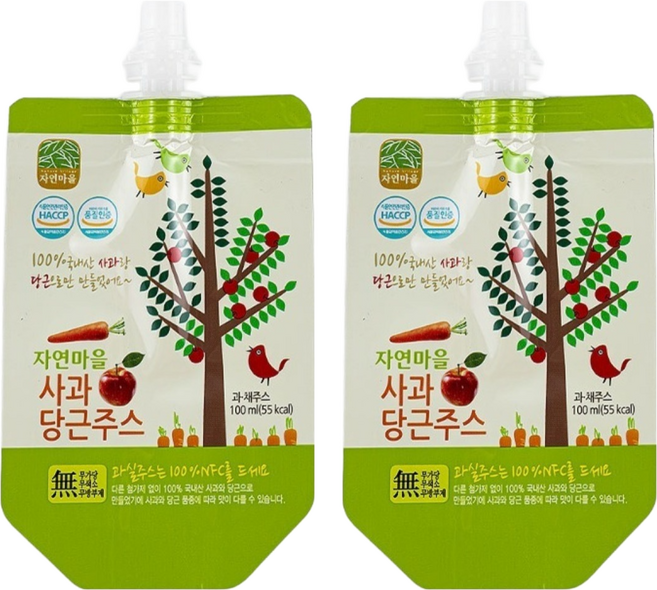 Nature Village 自然村 蘋果紅蘿蔔果汁, 100ml, 2包
