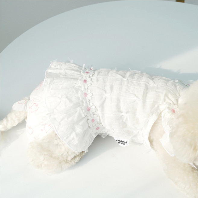 레드퍼피 반려동물 이른 봄 원피스, 화이트, 1개