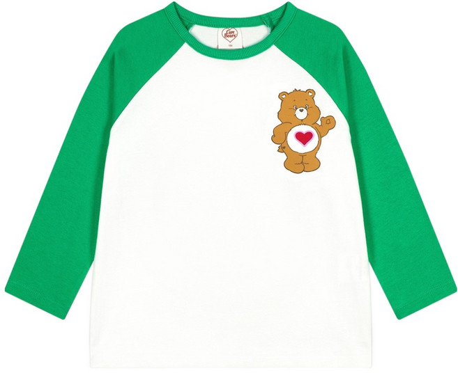 케어베어 아동용 안녕 텐더하트베어 래글런 티셔츠