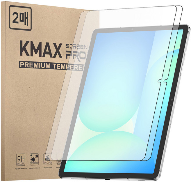 KMAX Galaxy Tab 鋼化玻璃膜 2片組, 1套, 透明