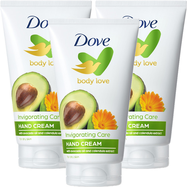 도브 바디러브 인비고레이팅 케어 핸드크림 아보카도 앤 자스민, 75ml, 3개