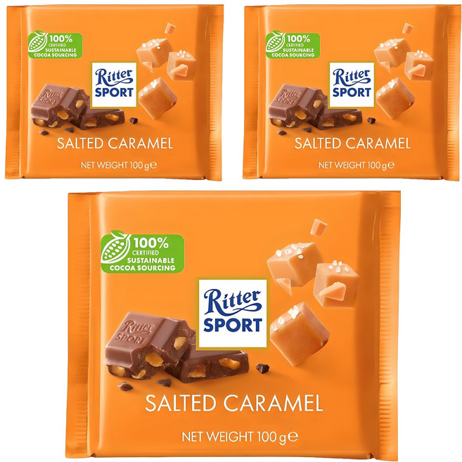 Ritter Sport 可可製品 鹽味焦糖口味, 100g, 3片
