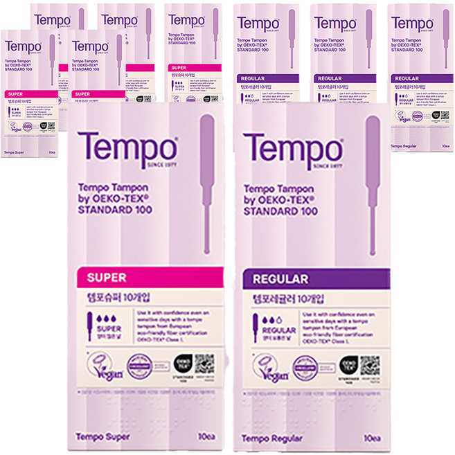 템포 체내형 생리대 슈퍼 10개입 3p + 레귤러 10개입 2p, 2세트