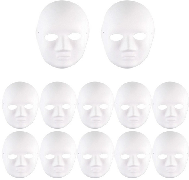 Uniart 紙面具 女, 12個, 單一顏色(面具), 隨機出貨(橡皮筋)