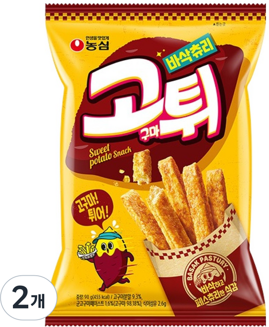 농심 바삭츄리 고튀 과자, 90g, 2개