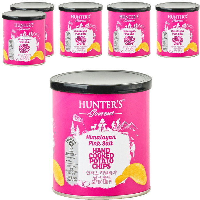 HUNTER'S gourmet 喜馬拉雅粉紅鹽薯片, 40g, 6罐
