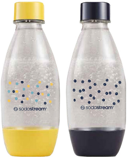 sodastream 水滴型專用可機洗水瓶 2個, 1組, 手繪圓點 黃色 + 黑色, 1L