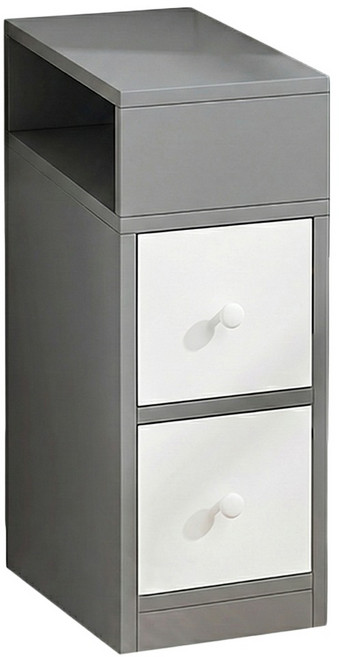 兩抽一格邊櫃 213-HY, 莫蘭迪灰 + 白色, 2抽
