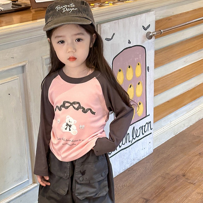 조이멀티 여아용 클래식곰 나그랑티 포켓 카고바지 상하의 세트