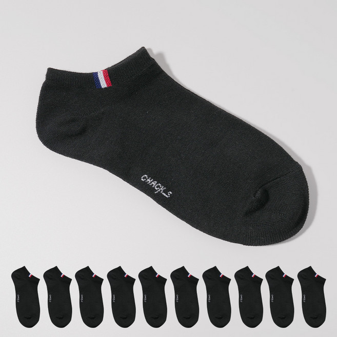 착스 남성용 프리미엄 앞코보강 발목 포인트 스니커즈 양말 10켤레 세트