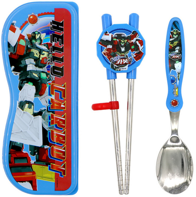 LE BARN Hello Carbot 16 雙手矯正餐具組, 混合色, 1個, 湯匙 + 筷子 + 收納盒