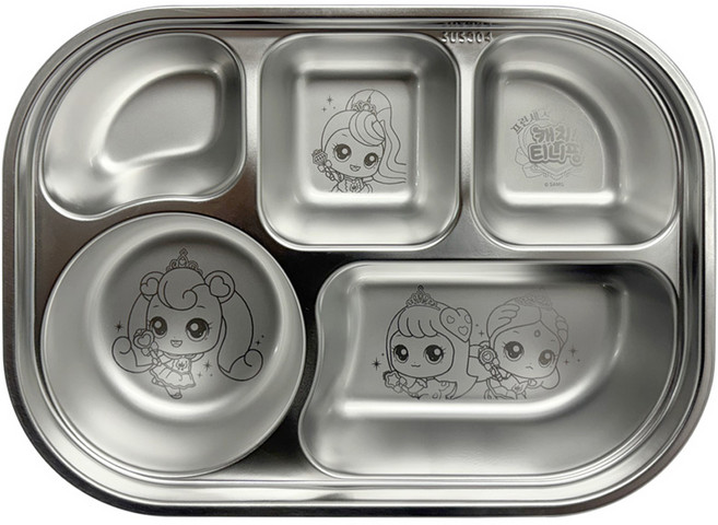 르번 프린세스 캐치티니핑 겹쳐지는 스텐 식판 5구, 혼합색상, 1개, 단품