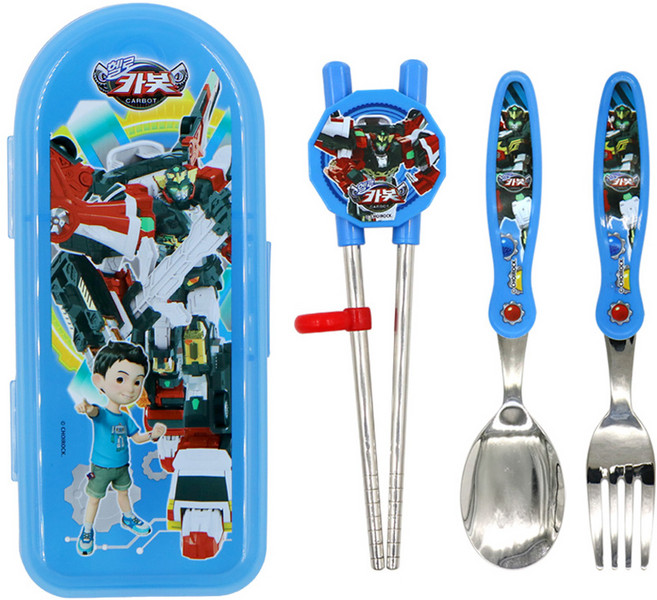 르번 헬로카봇16 올인원 교정젓가락 풀세트, 혼합색상, 1세트, 스푼 + 양손 교정젓가락 + 포크 + 케이스