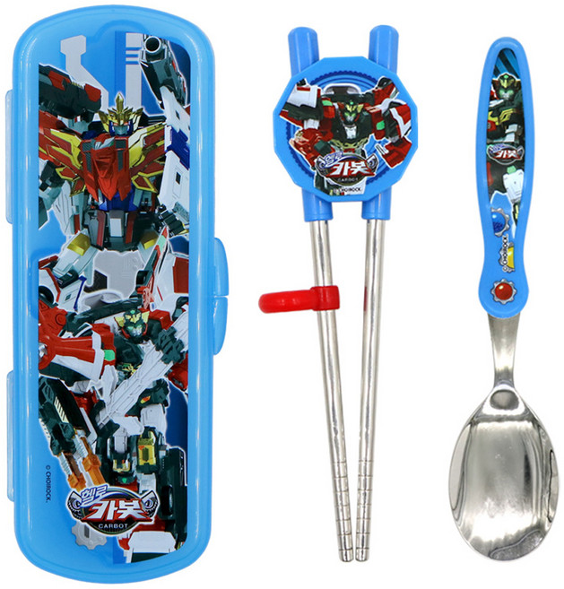르번 헬로카봇16 한손에 수저 + 케이스 세트, 혼합색상, 1개, 스푼 + 젓가락 + 케이스