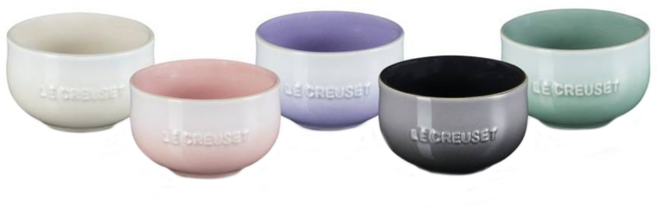 LE CREUSET 輕荷漫舞系列 迷你碗5件組 130ml, 貝殼粉 + 淡粉紫 + 湖水綠 + 蛋白霜 + 燧石灰, 1套