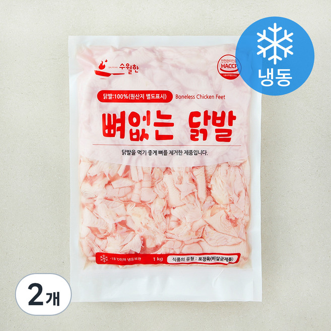 수월한 뼈없는 닭발 (냉동), 1kg, 2개