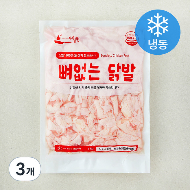 수월한 뼈없는 닭발 (냉동), 1kg, 3개