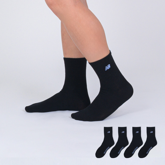 New Balance 男款基本刺繡Logo中筒襪 4雙