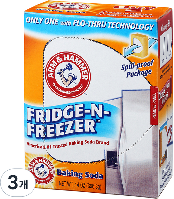 암앤해머 프리지앤프리저 베이킹소다 냉장고탈취제, 396.8g, 3개
