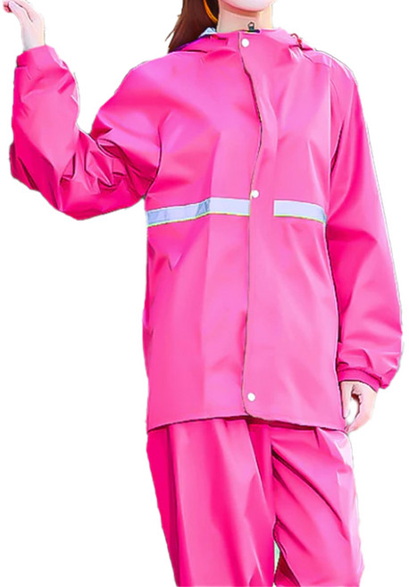 小麥購物 兩件式雨衣 C326 XL(158~168cm) 玫紅色