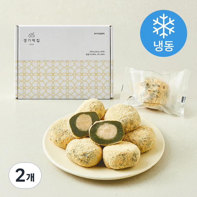 경기떡집 쑥이티 찹쌀떡 (냉동), 50g, 2개, 8개입