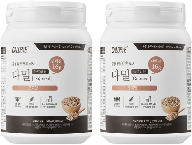 칼로바이 다밀 뉴트리션 단백질쉐이크 오곡맛, 560g, 2개