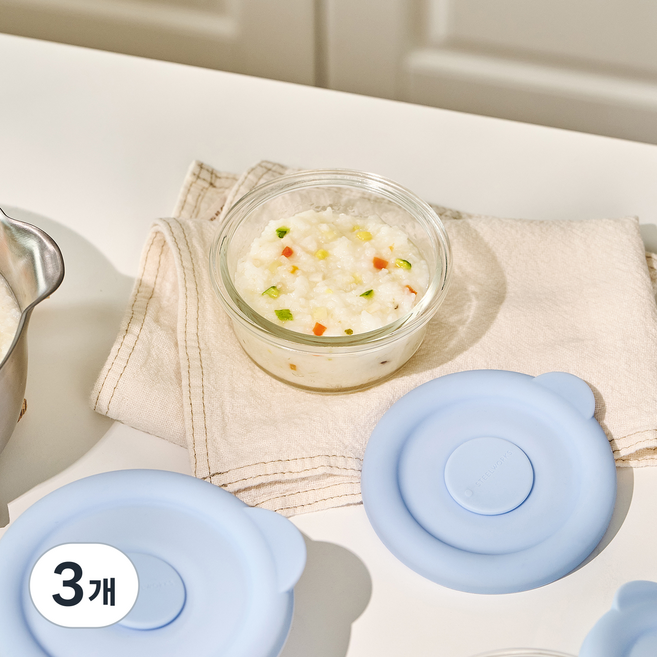 스틸웍스 데일리쿡 냉동밥 보관용기 330ml 코튼블루, 3개, 단품