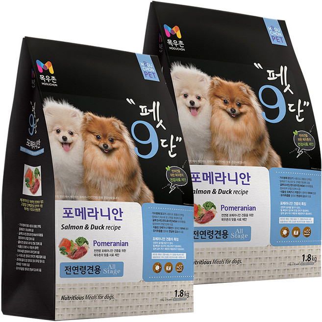 목우촌펫 강아지 펫9단 기능성 사료, 포메라니안, 1.8kg, 2개
