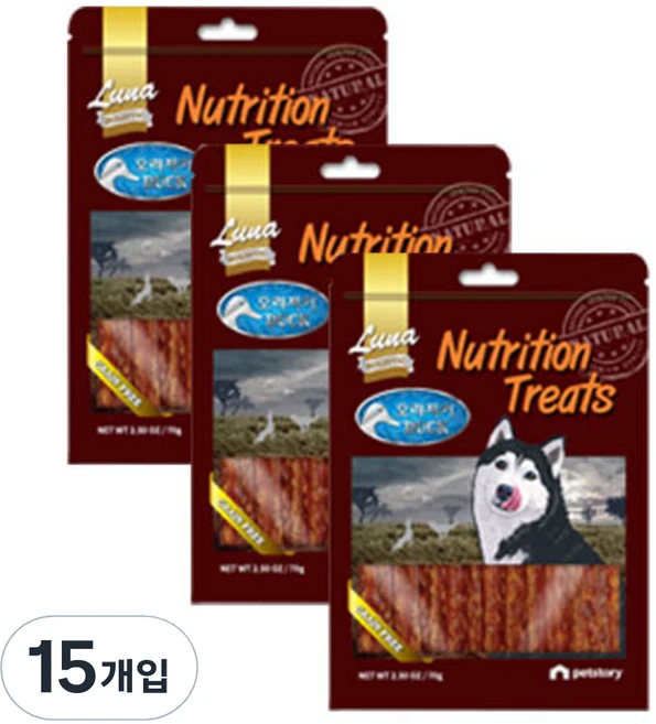 LunaHOLISTIC 강아지 뉴트리션 트리츠 간식 20p, 오리져키, 70g, 15개 - 쿠팡