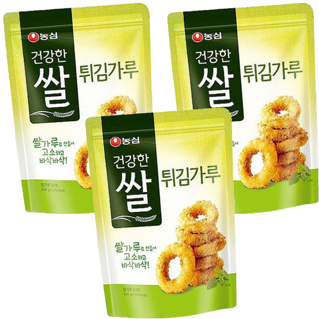 농심 건강한쌀 튀김가루, 450g, 3개