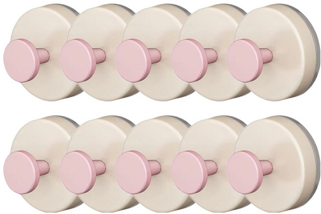 대한 몰 무타공 진공 흡착 다용도 벽걸이 컬러 후크, 핑크, 10개