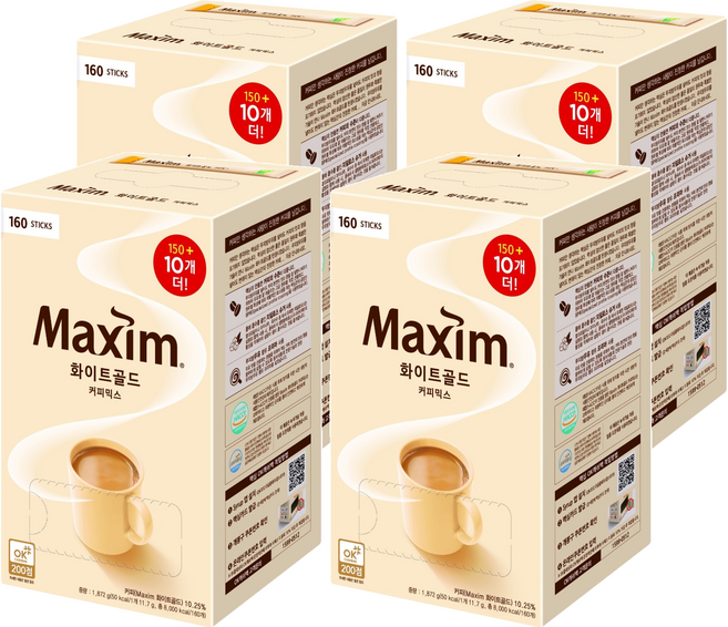 맥심 화이트골드 커피믹스, 160개입, 4개, 160개입