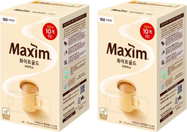 맥심 화이트골드 커피믹스, 11.7g, 160개입, 2개