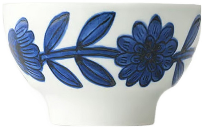 西山窯 波佐見焼 職人手繪飯茶碗 11.5cm, 雛菊藍色, 1個