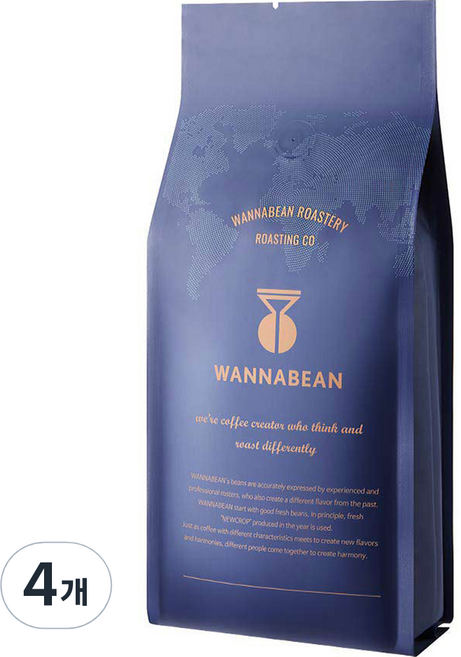 워너빈 시그니쳐 하우스 블렌딩 원두 로스팅 홀빈, 1kg, 4개