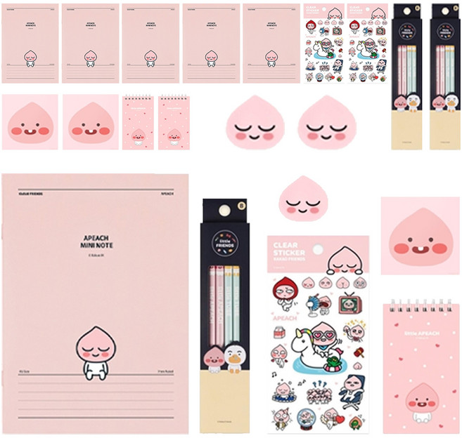 Icons Kakao Friends 7件文具組, 屁桃, 3個