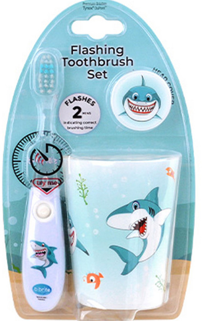 비브라이트 LED 타이머 칫솔컵홀더 세트 화이트상어, 1세트